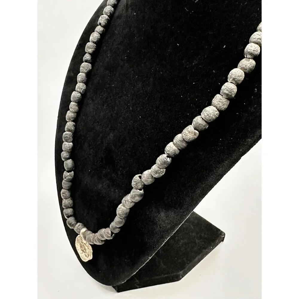 Natural Java Glass Beads Necklace Sterling Silver Thunderbird Pendant Artisan